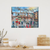 オールドストックポートのバイアダクトの列車油絵 ポスター (キッチン)