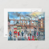 オールドストックポートのバイアダクトの列車油絵 ポストカード (正面/裏面)