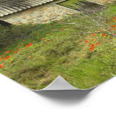 オールドストー素朴ンコテージフラワーズメドウ ポスター (角)