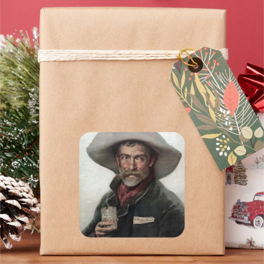 オールドスペインの・ウェスト・サロンのランチェロ・カウボーイ スクエアシール (クリスマス)