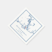 オールドセイブルックCTマップエレガントネイビーブルー結婚ズ スタンダードカクテルナプキン (角)