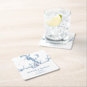 オールドセイブルックCTマップネイビー結婚ブルー スクエアペーパーコースター (インサイチュ)