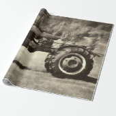 オールドセピア素朴ヴィンテージカントリーファームトラクター ラッピングペーパー (アンロールド)