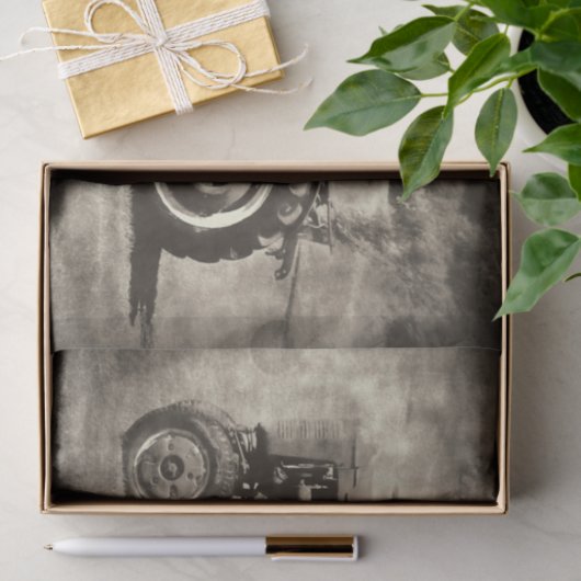 オールドセピア素朴ヴィンテージカントリーファームトラクター 薄葉紙 (ギフト)