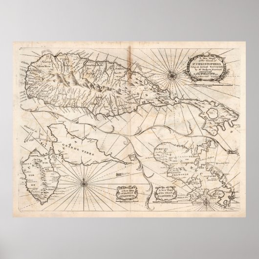 オールドセントクリストファー・マルティニケの地図(1794) ポスター (正面)