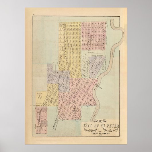 オールドセントピーターMNマップ(1872年)ヴィンテージミネソタ市 ポスター (正面)