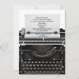 オールドタイプライターのバースデーパーティー招待状 招待状