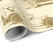 オールドタイマベージュ金ゴールドヴィンテージカーパターン ラッピングペーパー (ロールコーナー)