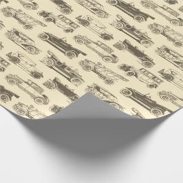 オールドタイマー金ゴールドベージュヴィンテージカーパターン ラッピングペーパー