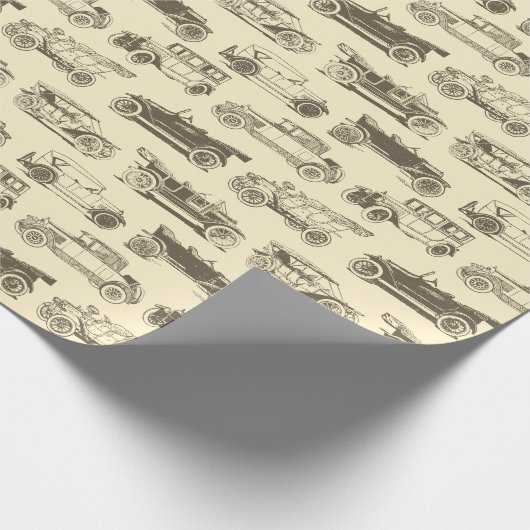 オールドタイマー金ゴールドベージュヴィンテージカーパターン ラッピングペーパー (角)