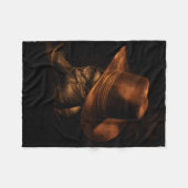 オールドタイムウェスタンカウボーイブーツと帽子 フリースブランケット (正面(横))