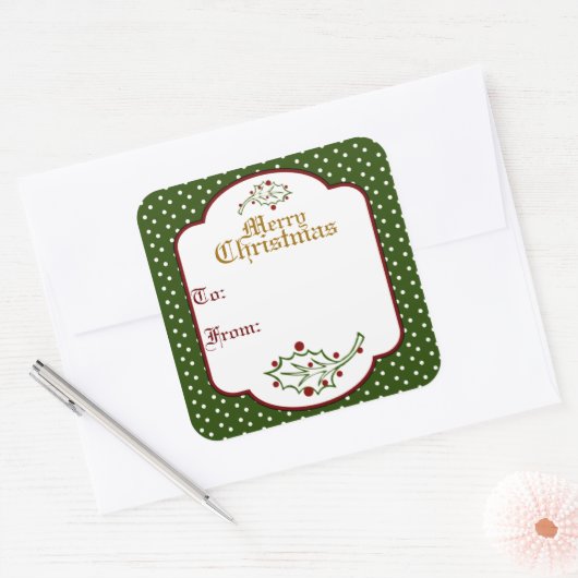 オールドタイムクリスマスギフトラベルシール スクエアシール (封筒)