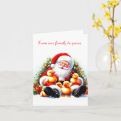 オールドタイムダックファミリー折り畳みグリーティングカード カード (黄色い花)