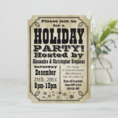 オールドタイムヴィンテージカントリーホリデーパーティー招待状 招待状 (スタンド正面)