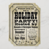 オールドタイムヴィンテージカントリーホリデーパーティー招待状 招待状 (正面/裏面)