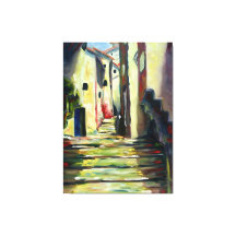 オールドタウンの路地:印象派の壁画アート