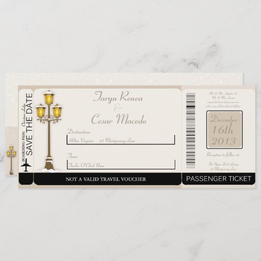 オールドタウンクリスマボードパス結婚式招待状 招待状 (正面/裏面)