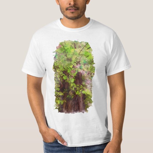 オールドツリー厚枝グリーン&パープル魔法 Tシャツ (正面)