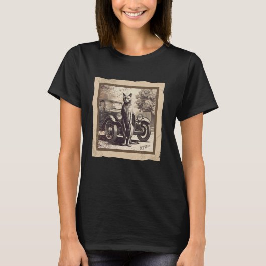 オールドトムキャットヴィンテージ車自動車 Tシャツ (正面)