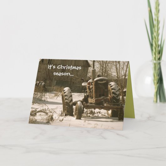オールドトラクタークリスマスカード:クリスマスシーズン シーズンカード (正面)