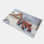 オールドトラクター&バーンスノーウィーウィンターファームクリスマス ドアマット (アングル)