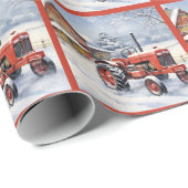 オールドトラクター&バーンスノーウィーウィンターファームクリスマス ラッピングペーパー (ロールコーナー)
