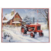 オールドトラクター&バーンスノーウィーウィンターファームクリスマス ラージペーパーバッグ (正面)