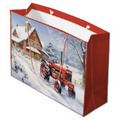 オールドトラクター&バーンスノーウィーウィンターファームクリスマス ラージペーパーバッグ (裏面アングル)