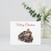 オールドトレインファッションドレトロクリスマス シーズンポストカード (スタンド正面)