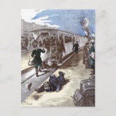 オールドトレイン蒸気エンジンレオンベネットイラストレーション ポストカード (正面)