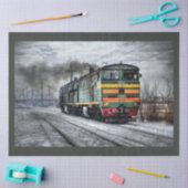 オールドトレイン20x30デコページティッシュペーパー 薄葉紙 (クラフト)