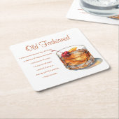 オールドドファッションドリンクレシピ スクエアペーパーコースター (アングル)