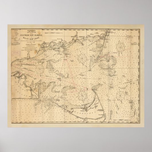オールドナンタケット&ケープコッドの地図(1894) ポスター (正面)