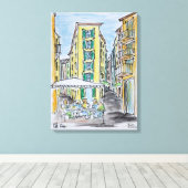 オールドニースのアルフレスコ料理 |ニース(フランス) キャンバスプリント (インサイチュ (ウッドフロア))