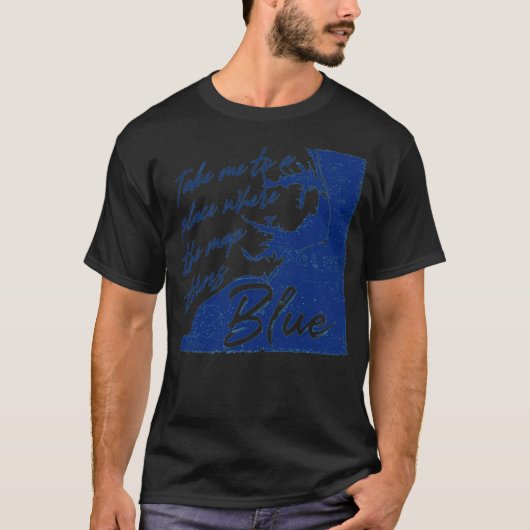 オールドノースステート - ノースカロライナ州の地図が青くなる Tシャツ (正面)