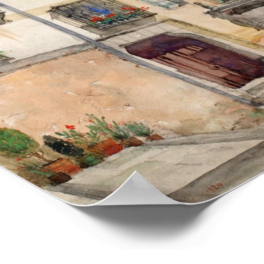 オールドハウスインセゴヴィアスペインヴィンテージトラベルファインアート ポスター (角)