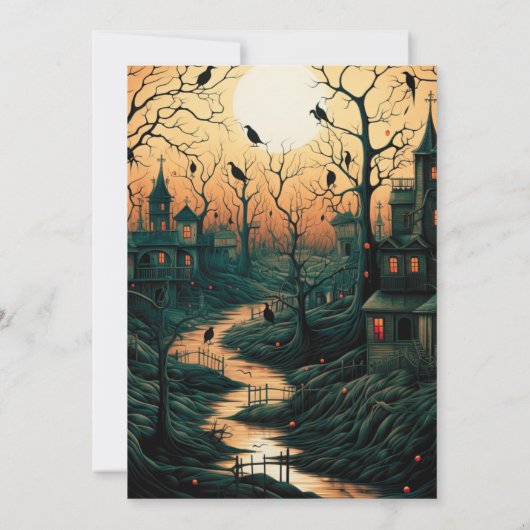 オールドハファッションドロウィーンタウンヴィンテージハロウィーン 招待状 (裏面)