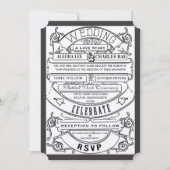 オールドハリウッドタイポグラフィチケットウェディング招待 招待状 (正面)