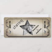 オールドハリウッドヴィンテージタイポグラフィ結婚チケット 招待状 (裏面)