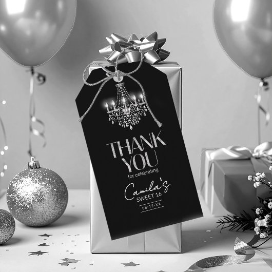 オールドハリウッドB & Wシャンデリアスウィート16 ID1108 ギフトタグ