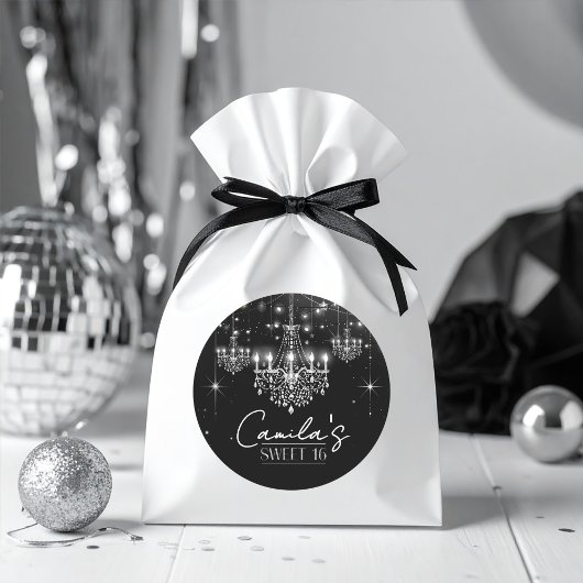 オールドハリウッドB & Wシャンデリアスウィート16 ID1108 ラウンドシール