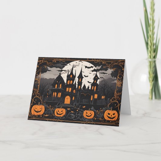オールドハロウィンお化け屋敷とかぼちゃ シーズンカード (正面)