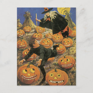 オールドハロウィーンポストカード、レトロウィッチリー ポストカード