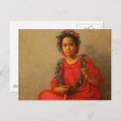 オールドハワイの美しい若いレイ売り手 ポストカード (正面/裏面)