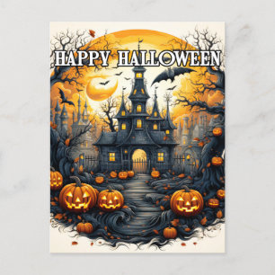オールドハ不気味ウス幽霊のよく出るハロウィーン ポストカード