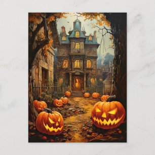 オールドハ不気味ウス幽霊のよく出るハロウィーン ポストカード