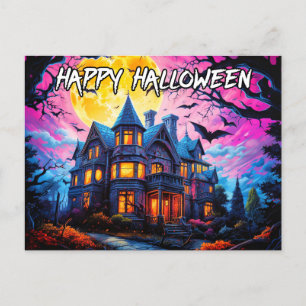 オールドハ幽霊のよく出るウス ハッピーハローウィン ポストカード