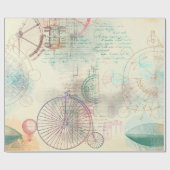 オールドバイク、バルーン、黄色のスクリプト ラッピングペーパー (フラット)