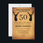 オールドバック50th誕生日パーティー 招待状<br><div class="desc">Old Buckは時代を変え(ここに年齢を入れカスタマイズる)、さらに日付、場所、RSVPの情報を入れる。</div>
