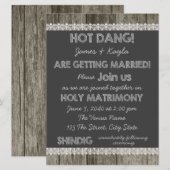 オールドバファッションドーンウッドチャルクボードカントリーウェディング 招待状 (正面/裏面)